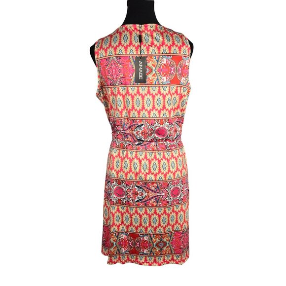 NWT | Red & Orange Medallion Print Keyhole O-Ring Dress with Pockets | Large - Picture 2 of 6